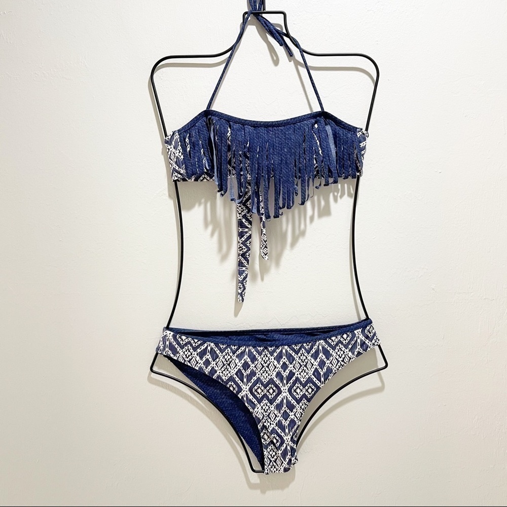 TO THE 9’S Big Girls Swim Bikini Blue Reversible